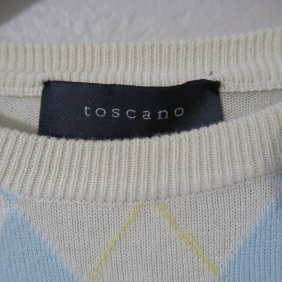 Toscano Sweater Argyle‎ Lightweight Pullover Academia Preppy Layering Piece - Picture 4 of 9